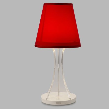 Uppladdningsbar bordslampa i akryl och tyg lampskärm - Raviolino Viadurini