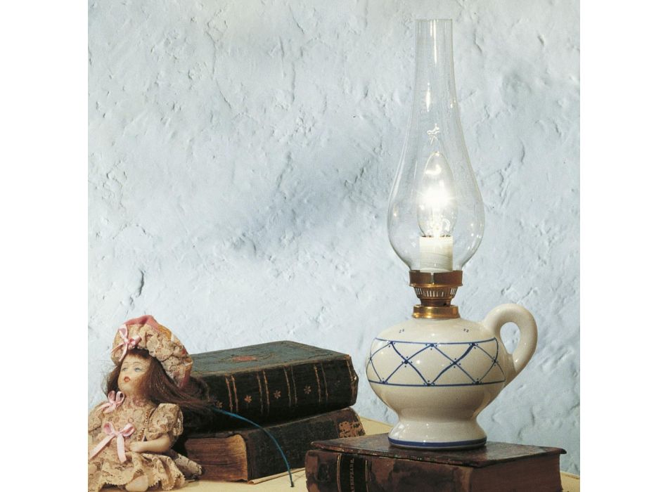 Lampa rustik bord dekorerat keramiska hand Ferroluce Viadurini