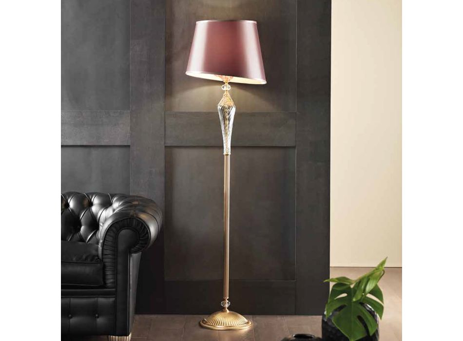 Klassisk golvlampa i handgjort glas och lyxig lampskärm - Flandern Viadurini
