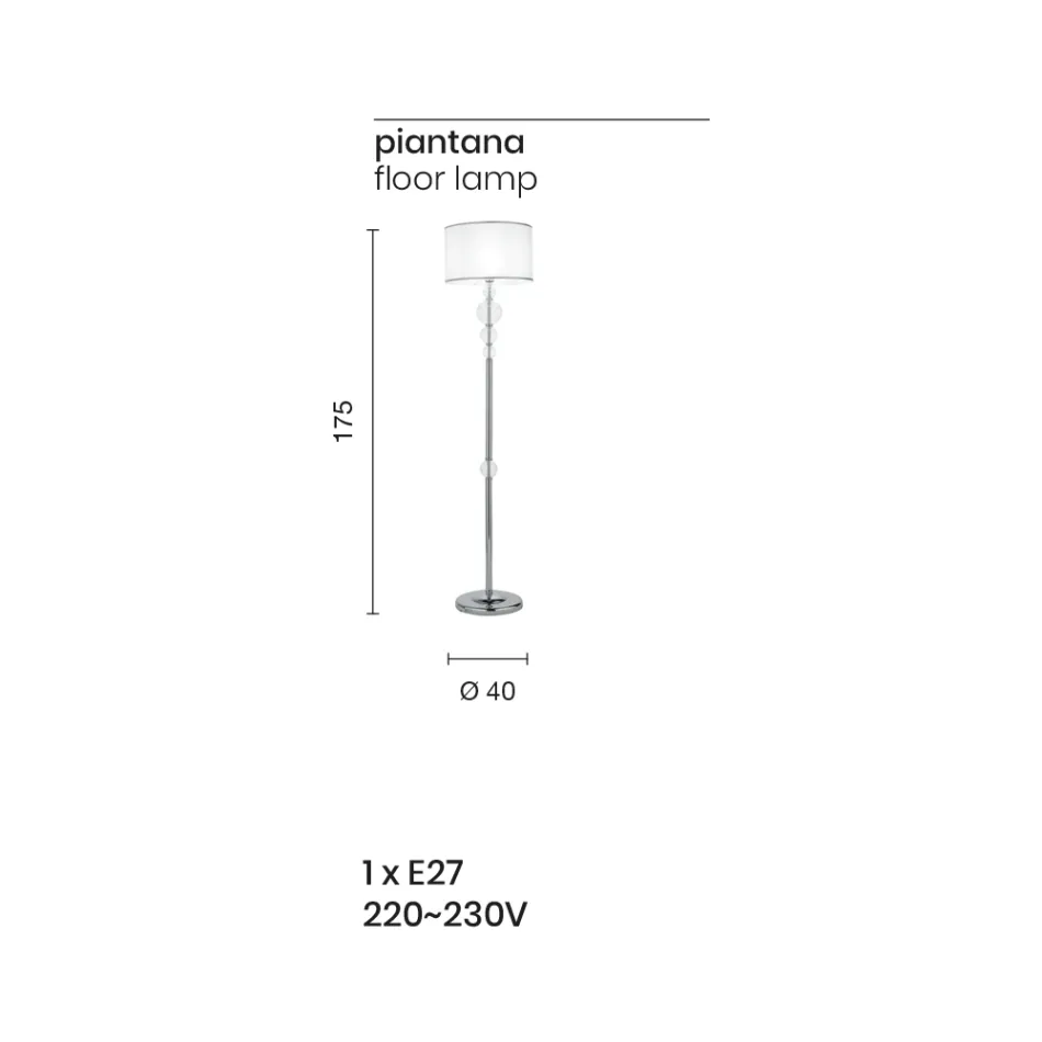 Klassisk golvlampa i italienskt hantverksglas och lampskärm - Memore Viadurini