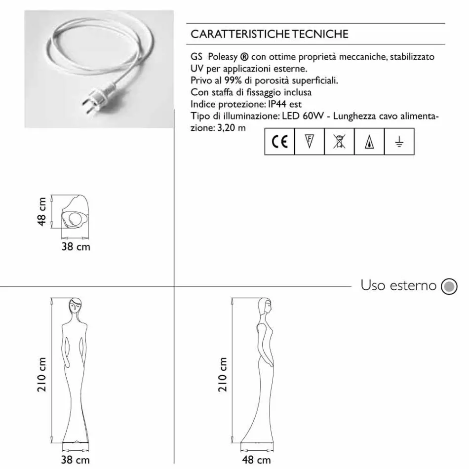 Golvlampa med LED-ljus Modern design för utomhusbruk - Penelope av Myyour Viadurini