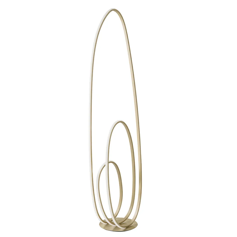 Design golvlampa i guldlackerad metall med LED - Simea Viadurini