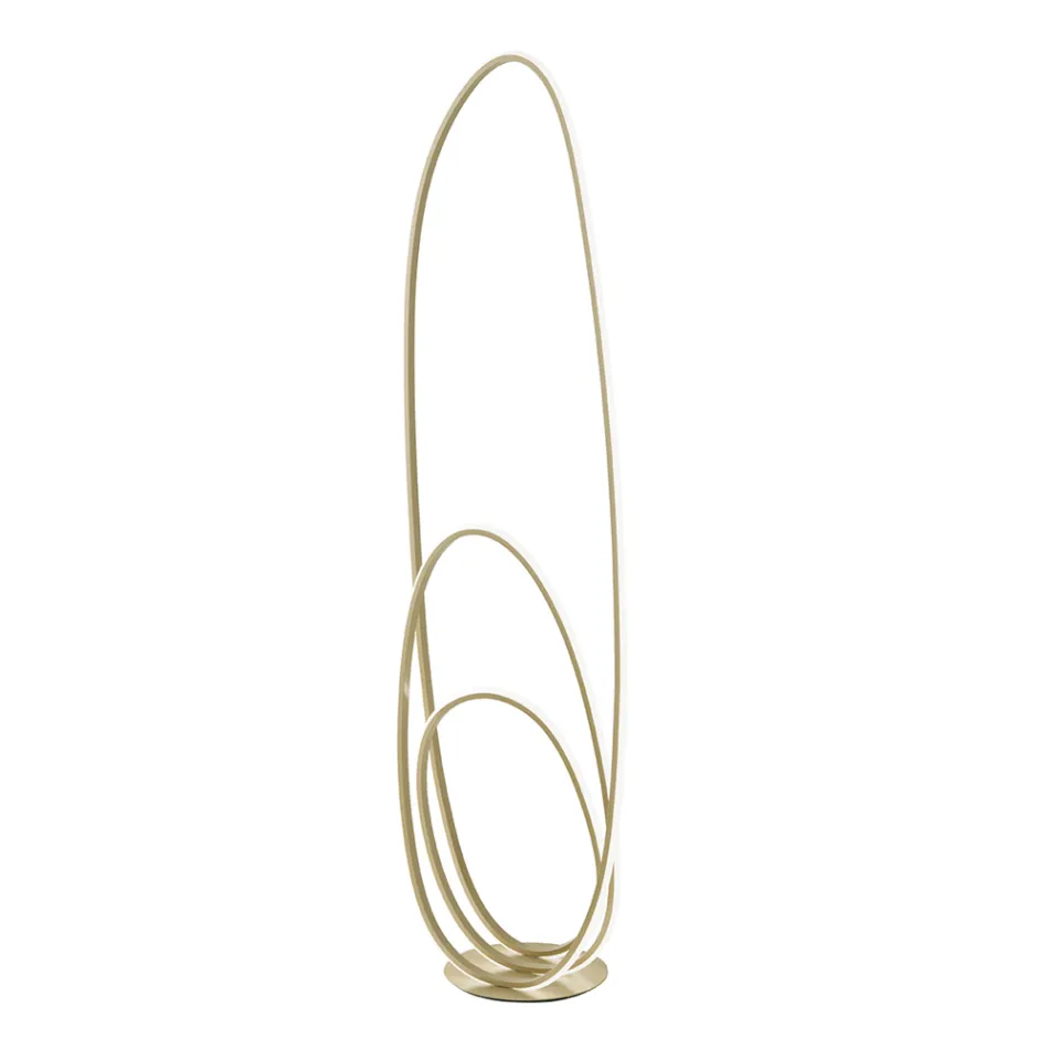 Design golvlampa i guldlackerad metall med LED - Simea Viadurini