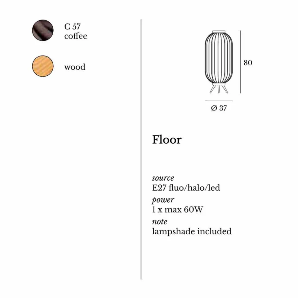 Golvlampa modern design i Ø37xh80 cm Fanny Steel Viadurini