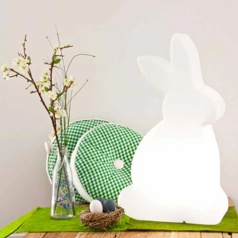 Design golvlampa, vit kanin för inomhus och utomhus - Conigliostar Viadurini