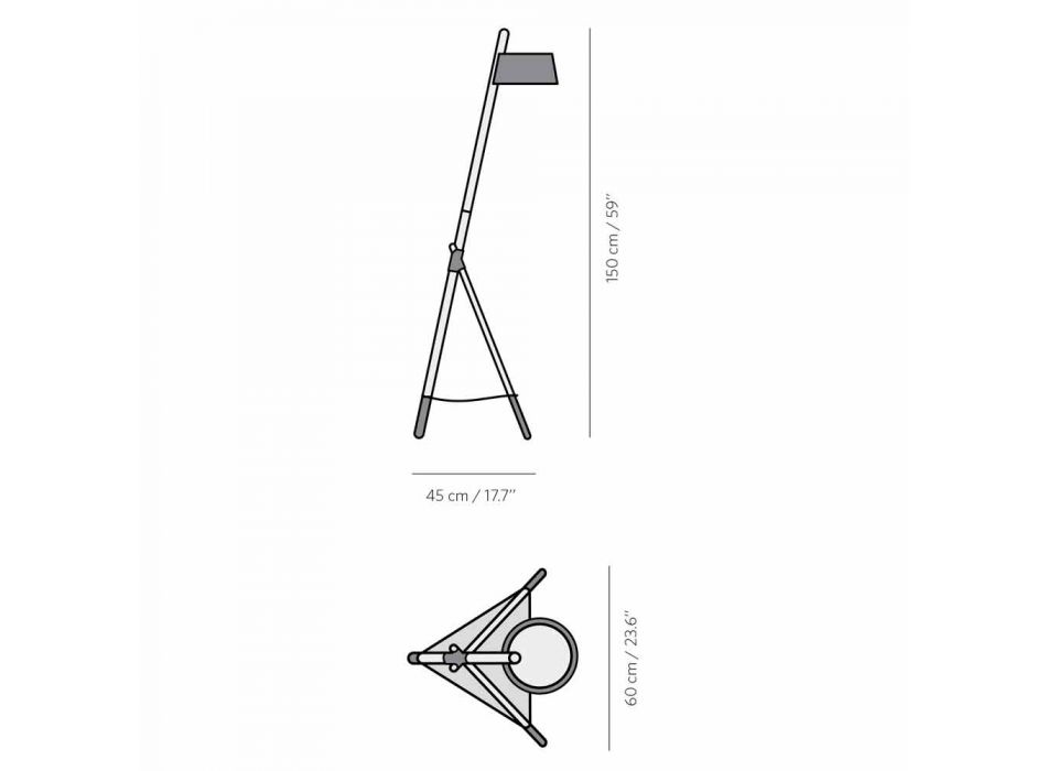 Design golvlampa i bokträ och lackerad metall - Avetta Viadurini
