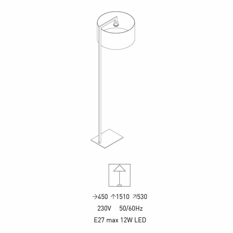 Design golvlampa i metall med linneskärm Tillverkad i Italien - Bali Viadurini