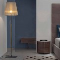 Design golvlampa i metall, trä och organza tillverkad i Italien - bom