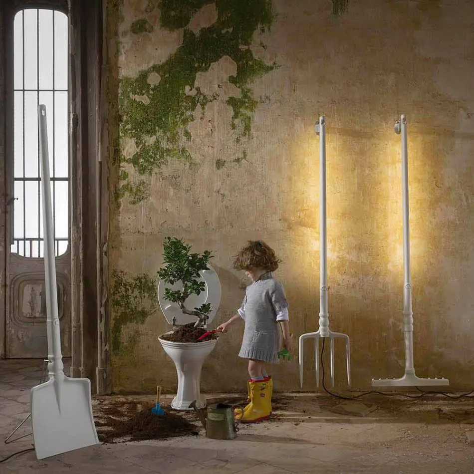 Utomhus golvlampa i vit teknopolymer design av 3 former - verktyg Viadurini