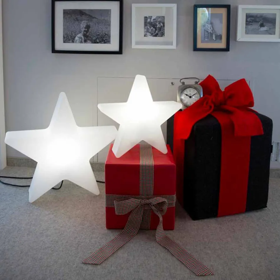 Vit eller röd stjärnformad golvlampa, modern design - Ringostar Viadurini