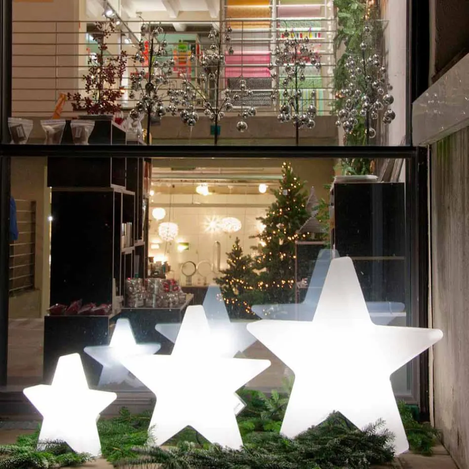 Vit eller röd stjärnformad golvlampa, modern design - Ringostar Viadurini