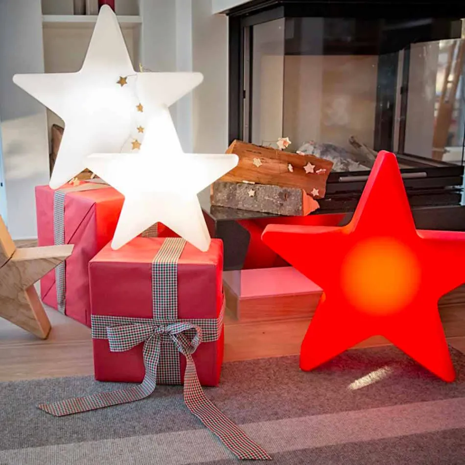 Vit eller röd stjärnformad golvlampa, modern design - Ringostar Viadurini