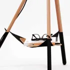 Golvlampa i trä och metall med detaljer i vegansk läder - Avetta Viadurini