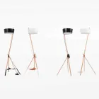 Golvlampa i trä och metall med detaljer i vegansk läder - Avetta Viadurini