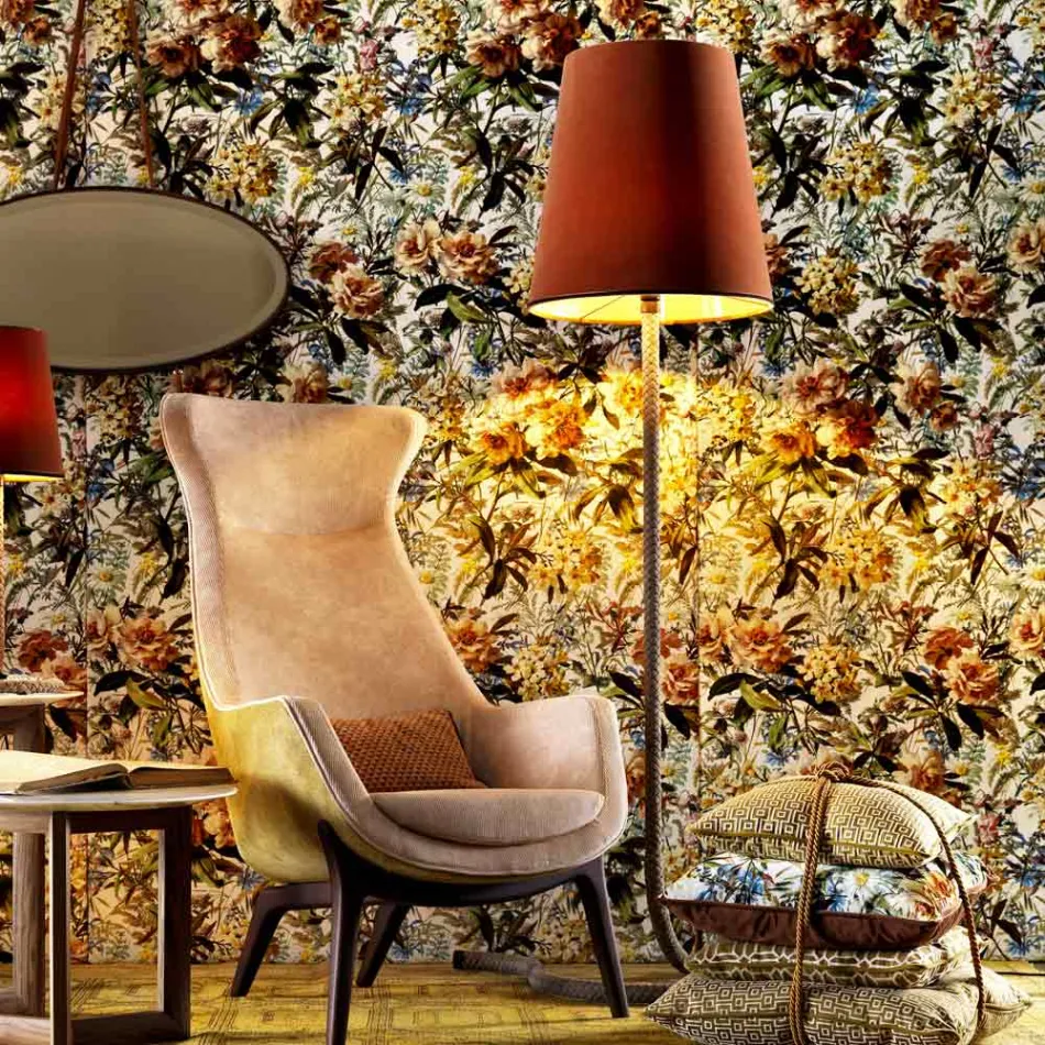 Grilli Snake metal och tyg golvlampa gjord i Italien Viadurini