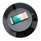 Golvlampa i svart metall och rotting med hylla tillverkad i Italien - Livia Viadurini