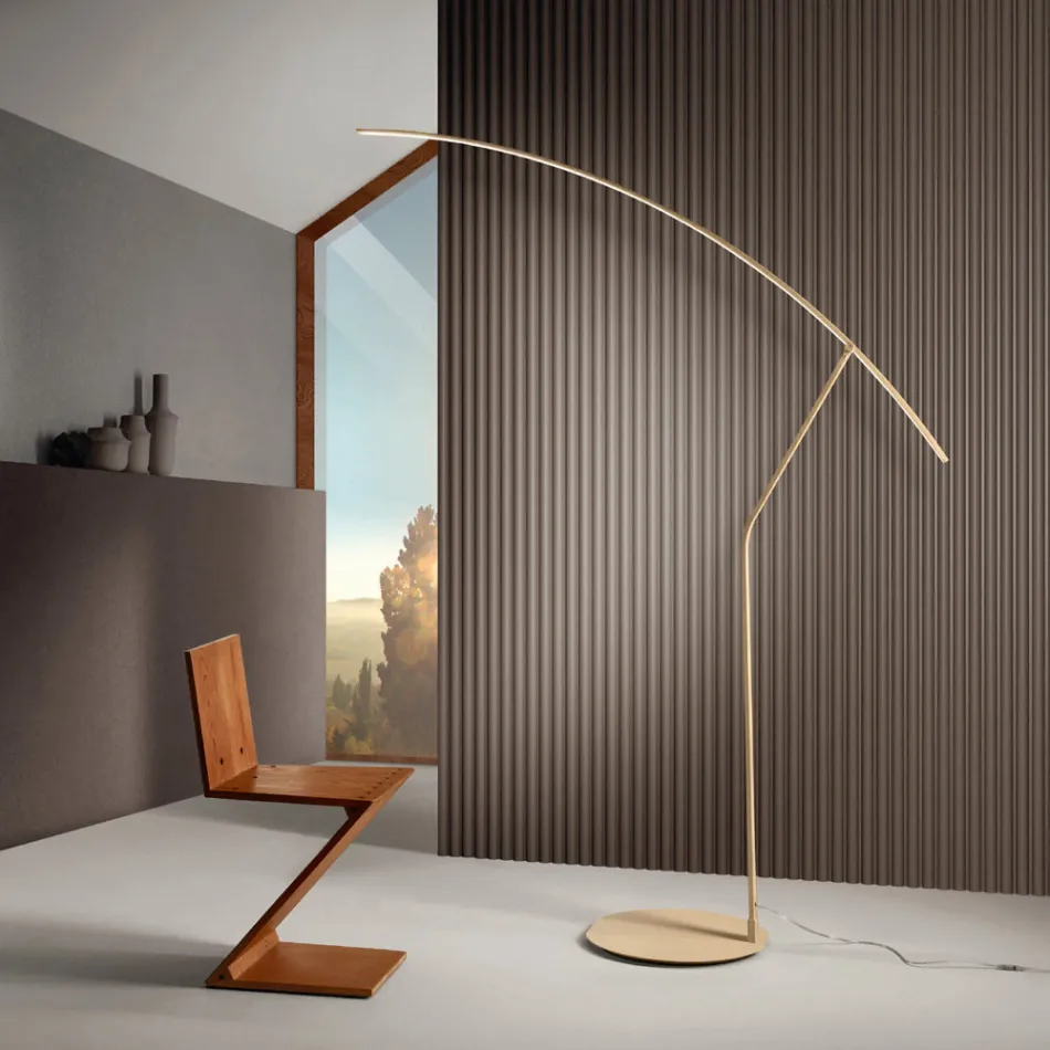 Golvlampa i metall målad i olika färger och dimbar LED - lönn Viadurini