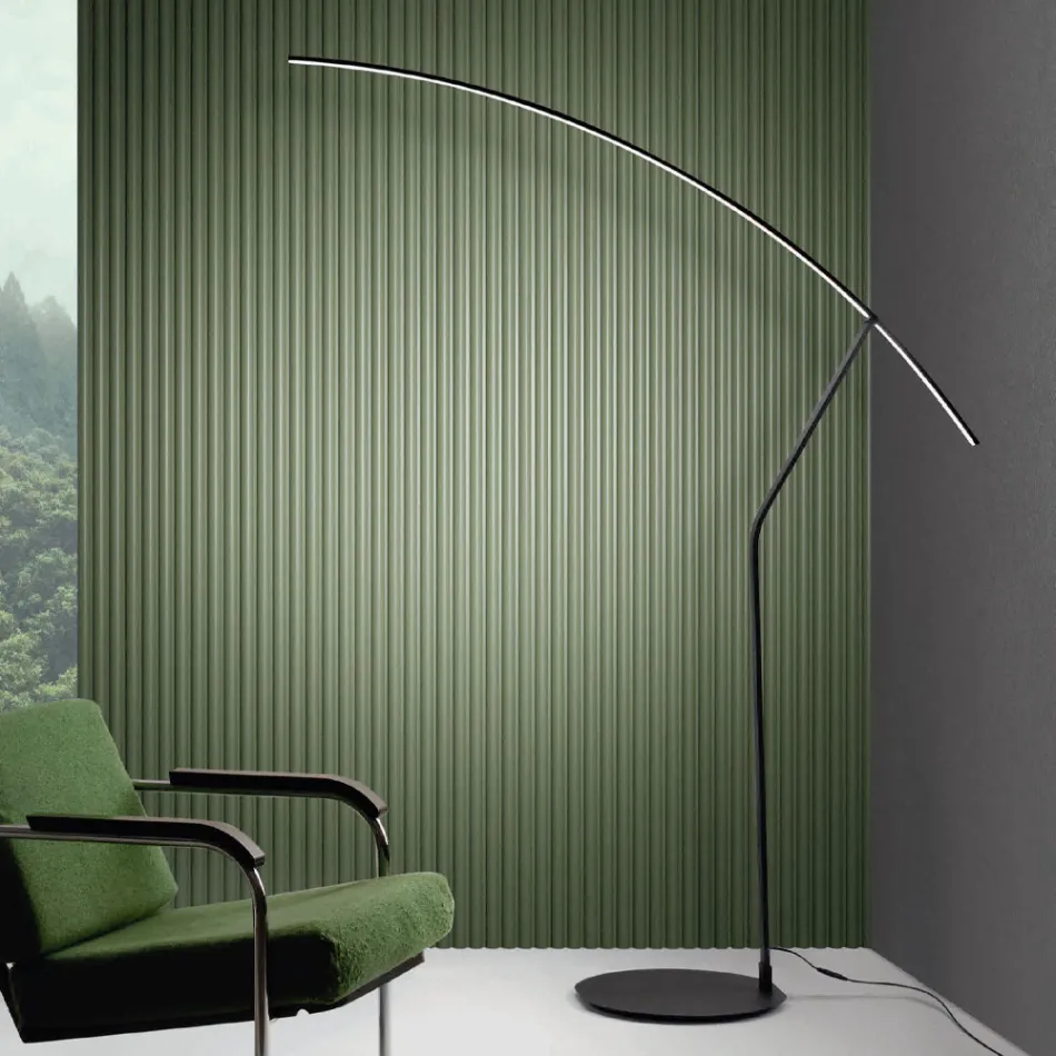 Golvlampa i metall målad i olika färger och dimbar LED - lönn Viadurini