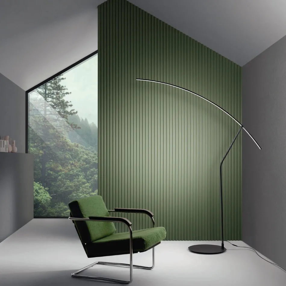 Golvlampa i metall målad i olika färger och dimbar LED - lönn Viadurini