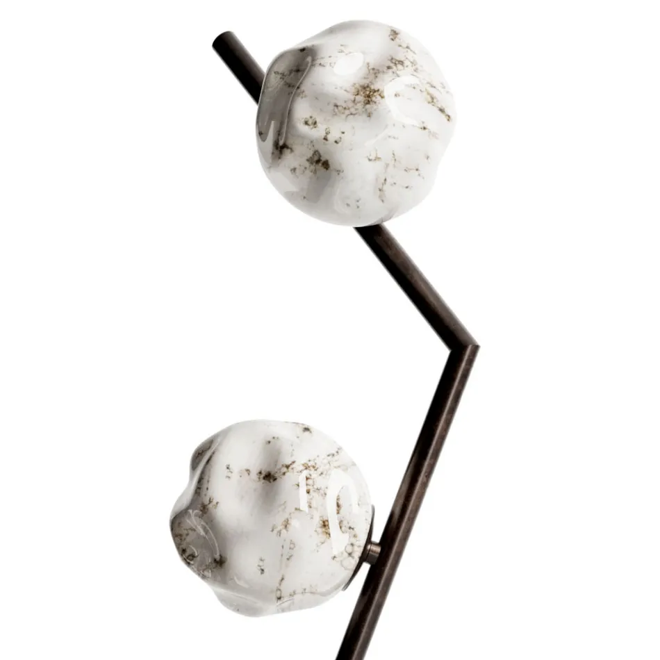 Golvlampa i mörk mässing och stenglas Tillverkad i Italien - Bottega Viadurini