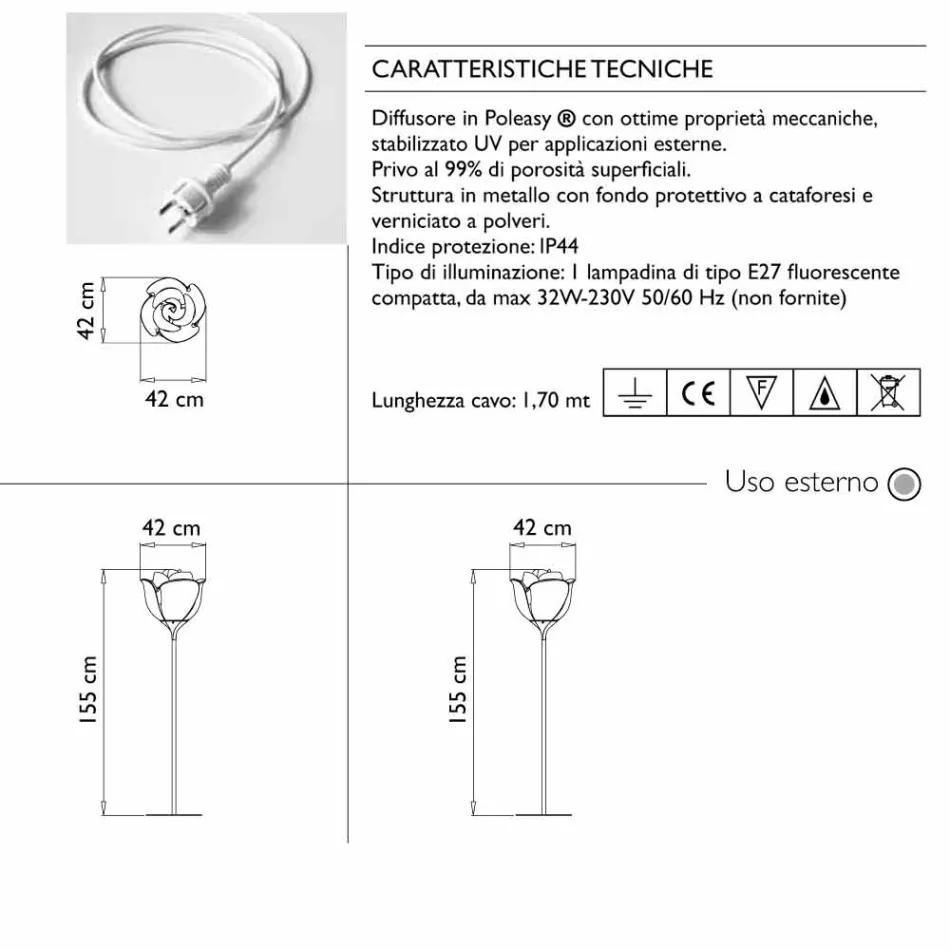 Flower Design Golvlampa för utomhusbruk - Baby Love av Myyour Viadurini