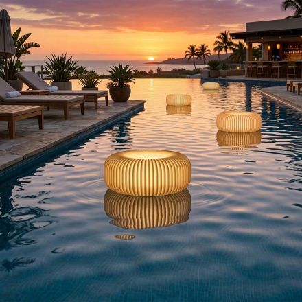 Alabaster Polyeten Utomhus Golvlampa Tillverkad i Italien - Disco Viadurini