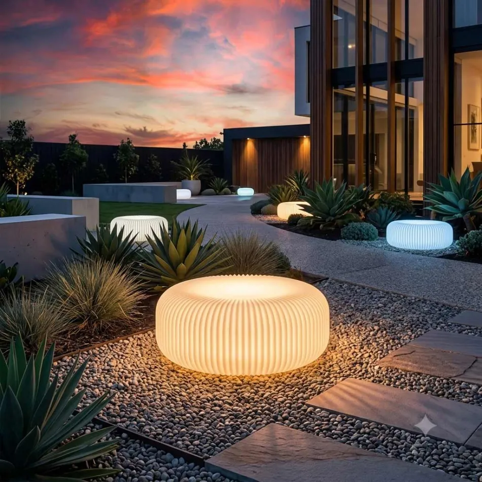 Alabaster Polyeten Utomhus Golvlampa Tillverkad i Italien - Disco Viadurini