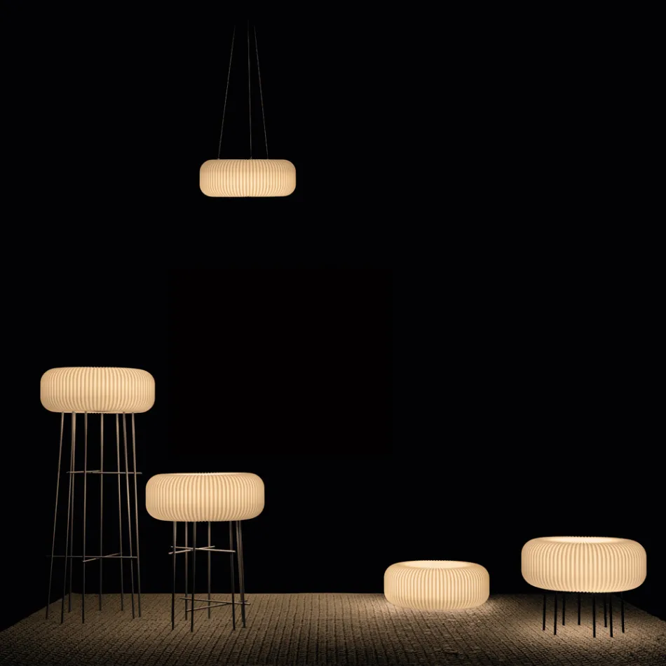 Alabaster Polyeten Utomhus Golvlampa Tillverkad i Italien - Disco Viadurini