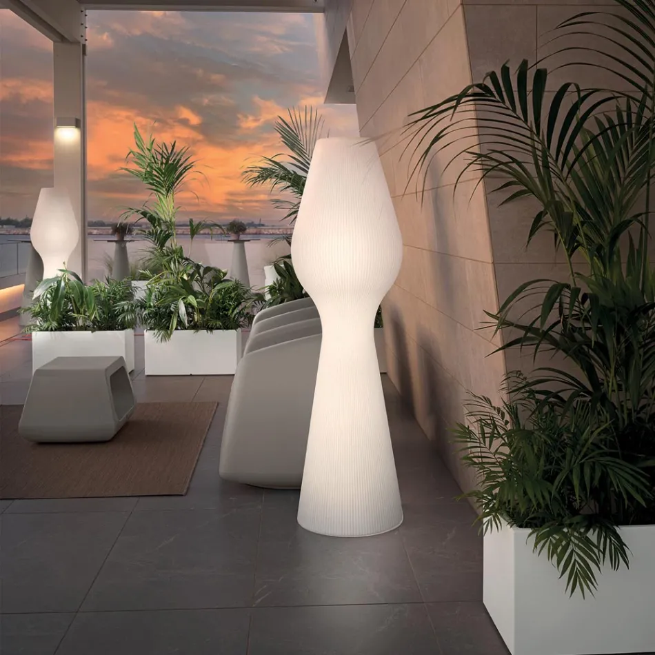 Golvlampa i vit polyeten med LED Made in Italy - Reyes Viadurini