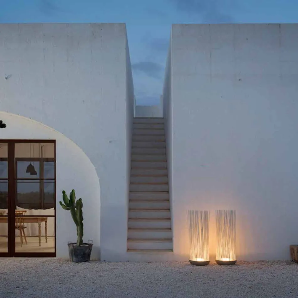 Led golvlampa i grå teknopolymer och vita pvc-stavar - Touch Viadurini