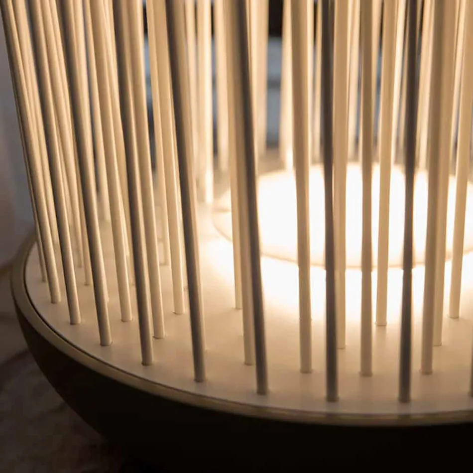 Led golvlampa i grå teknopolymer och vita pvc-stavar - Touch Viadurini