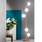 Modern golvlampa i svart eller guldmetall och blåst glas - Birga Viadurini