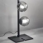 Modern golvlampa i svart eller guldmetall och blåst glas - Birga Viadurini