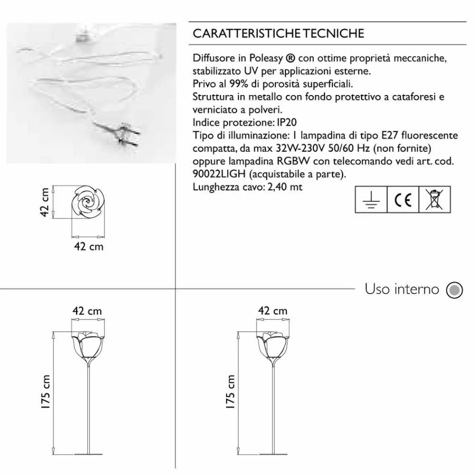 Plastblomma design utomhus golvlampa - Baby Love från Myyour Viadurini