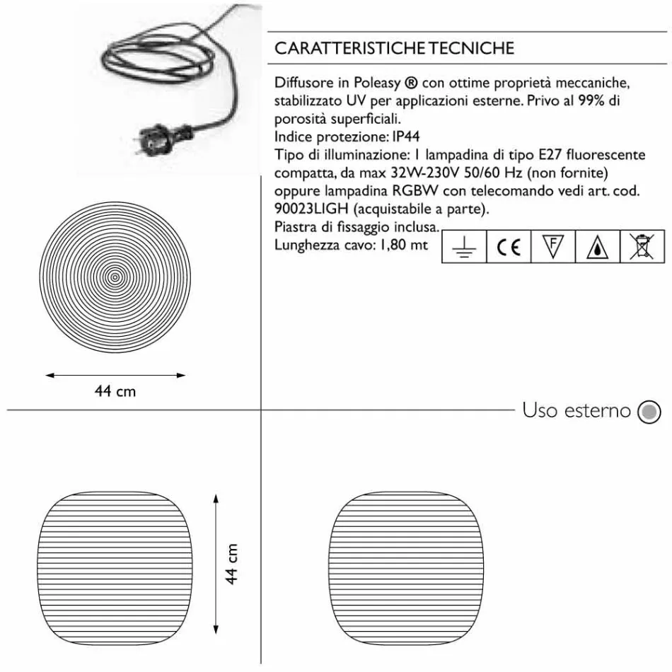 Golvlampa för utomhusdesign i 3 storlekar, 2 delar - Pandora S av Myyour Viadurini