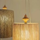 Golv- / fjädringslampa i trä och sandfärg Boisull Viadurini