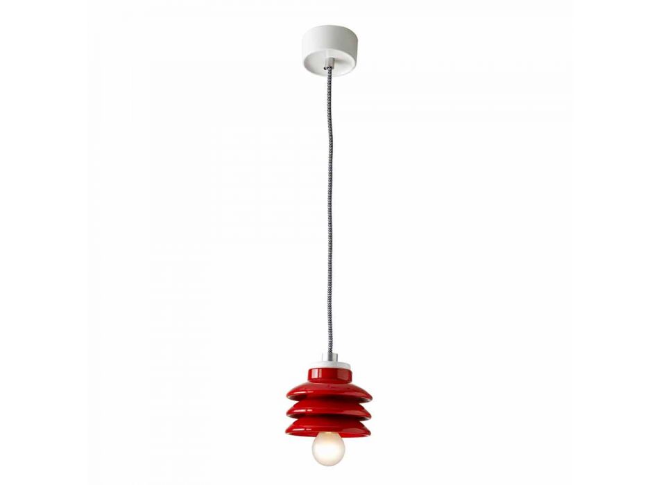 Design hänge lampa i röd keramik gjord i Italien Asien Viadurini