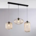 3-ljus svart glas- och metalldesignlampa för - Tucana Viadurini