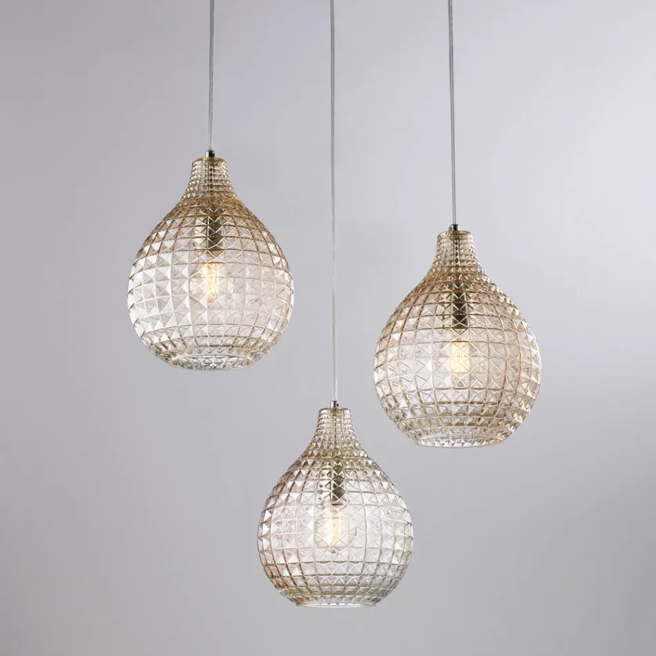 Designerlampa i glas och metall tillverkad i Italien för elegant inredning - Atlas Viadurini