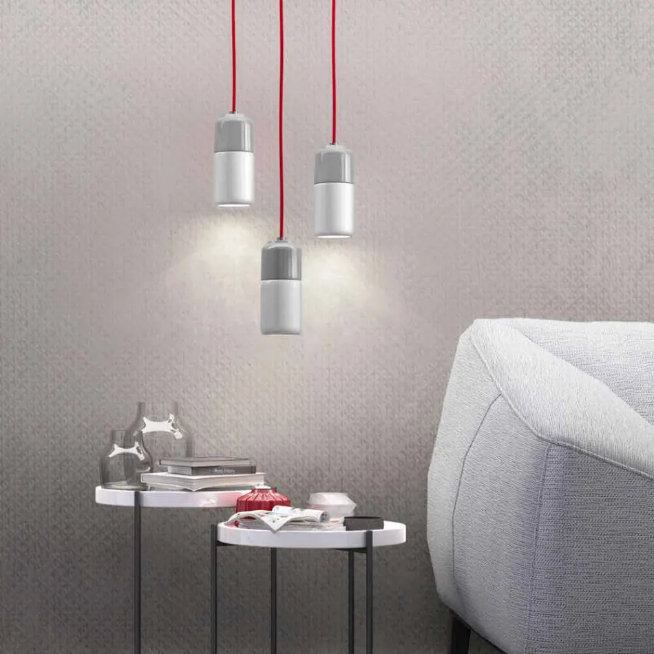 Suspenderad designlampa i keramik och aluminium tillverkad i Italien Asien Viadurini