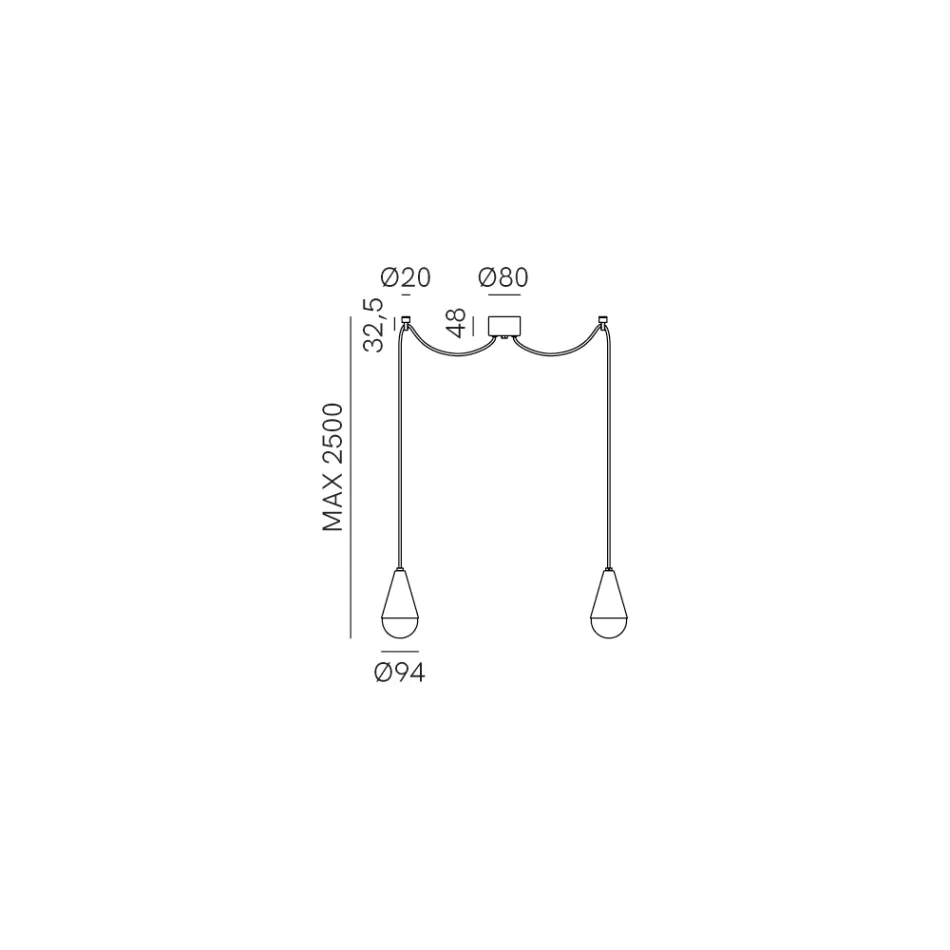 Dubbel taklampa i järn och glas Tillverkad i Italien - Molnigt Viadurini