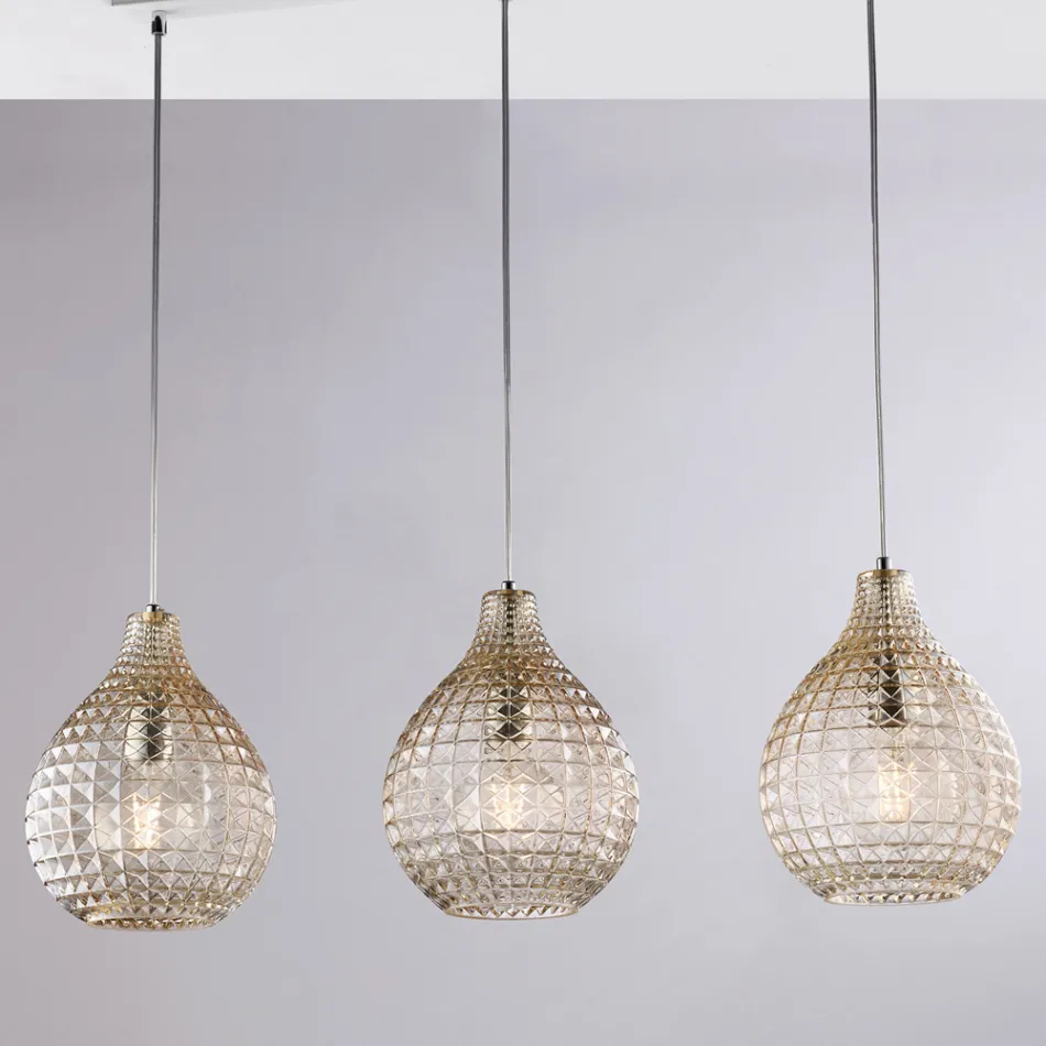 Elegant lampa i glas och metall tillverkad i Italien för raffinerade interiörer - Atlas Viadurini