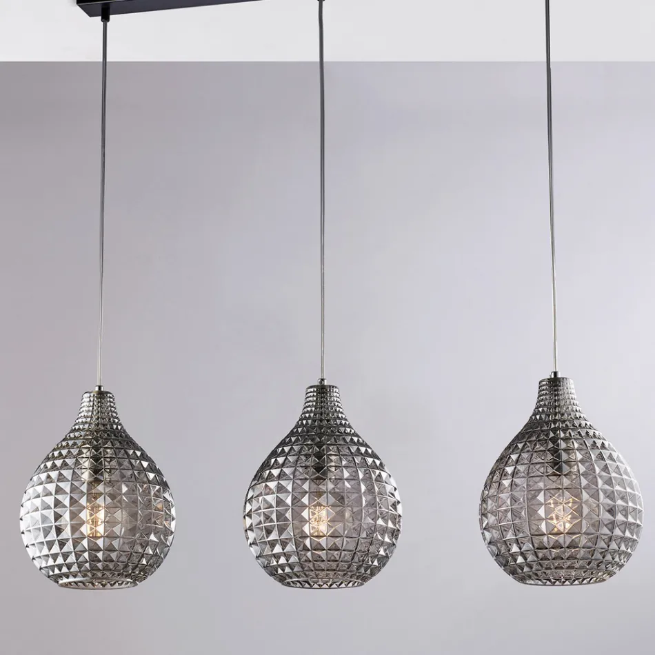 Elegant lampa i glas och metall tillverkad i Italien för raffinerade interiörer - Atlas Viadurini