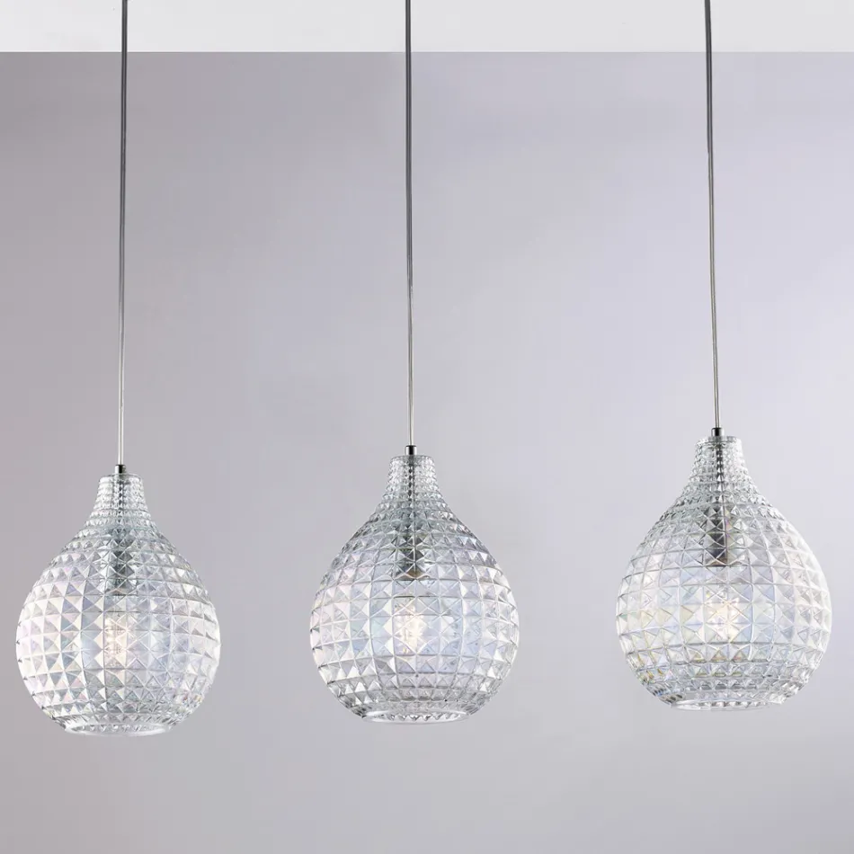 Elegant lampa i glas och metall tillverkad i Italien för raffinerade interiörer - Atlas Viadurini