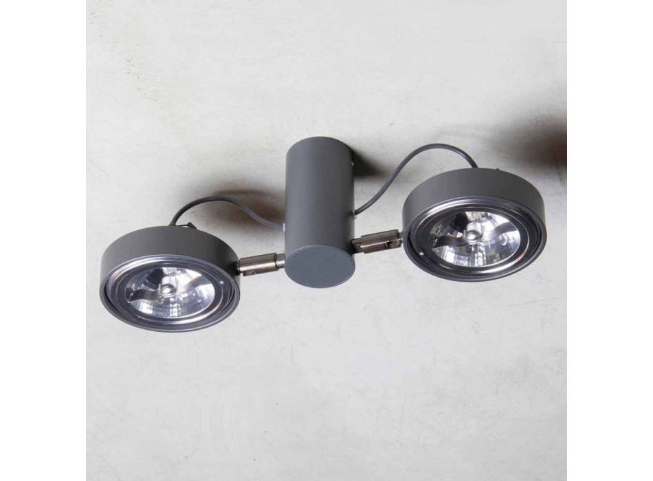 Aluminiumlampa med 2 justerbara lampor handgjorda tillverkade i Italien - Gemina Viadurini