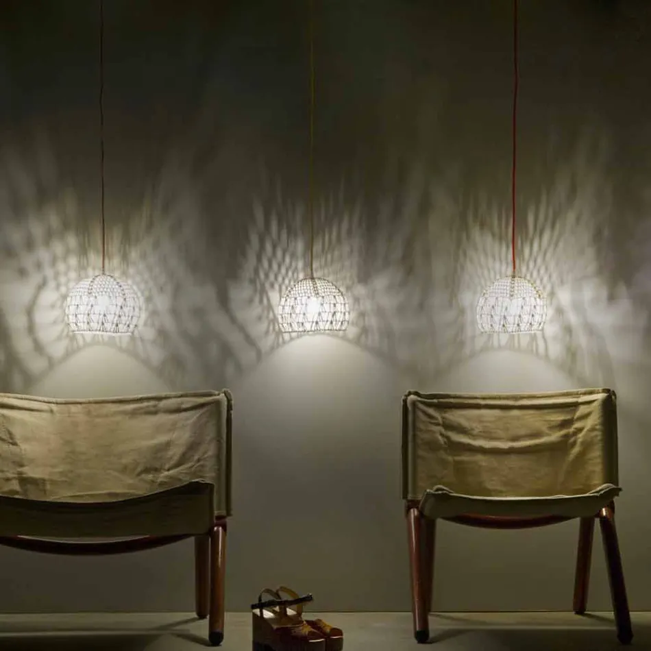 Lampa i bomull och viskos suspenderad In-es.artdesign Modern textur Viadurini