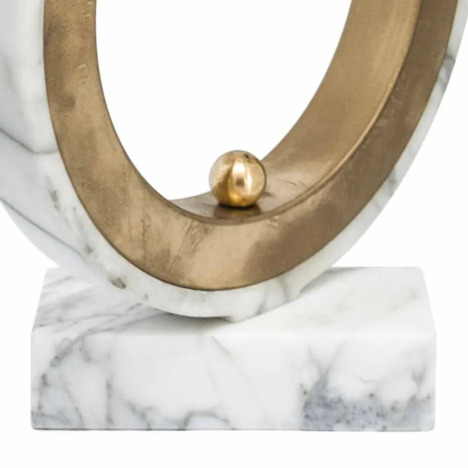 Lampa i vit Carrara marmor och mässing Made in Italy 2 Dimensioner - Nazife Viadurini