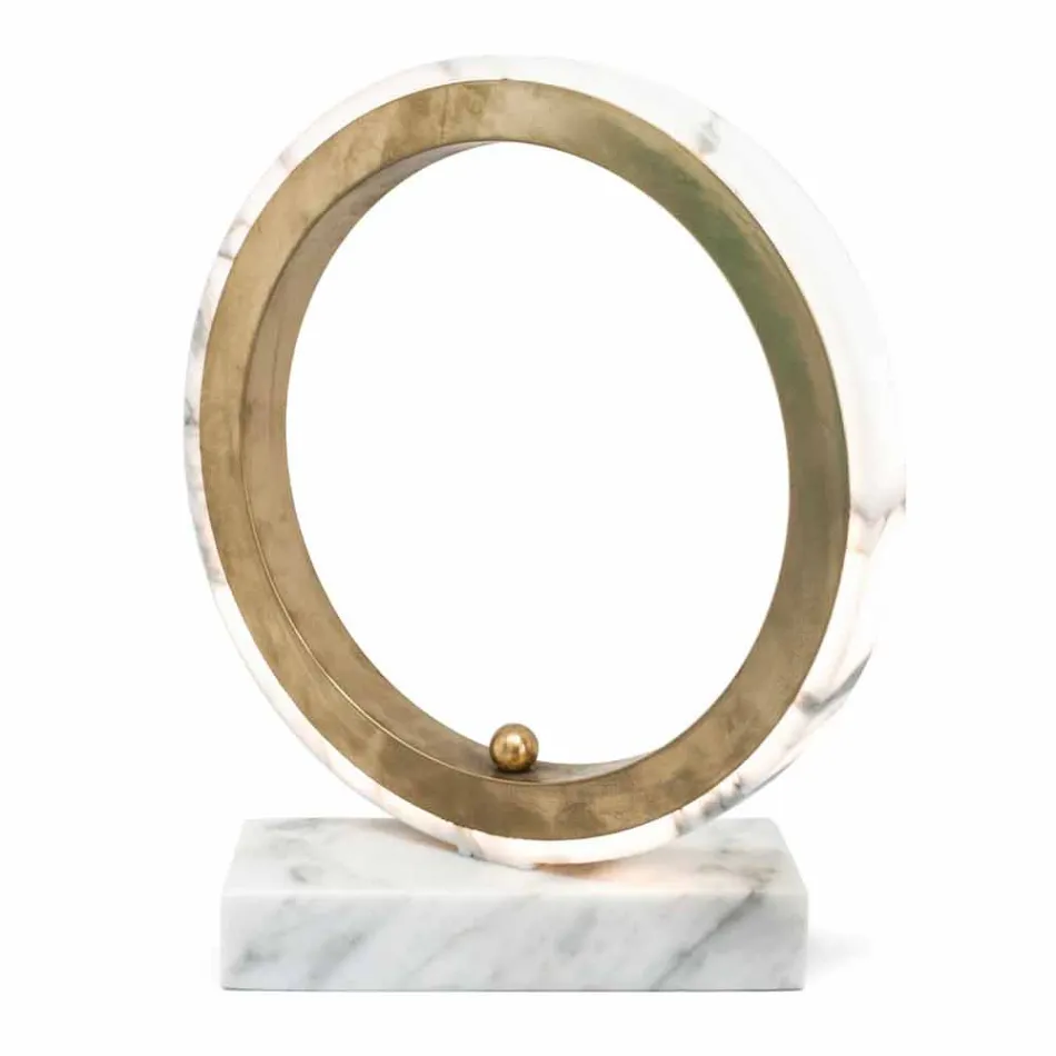 Lampa i vit Carrara marmor och mässing Made in Italy 2 Dimensioner - Nazife Viadurini