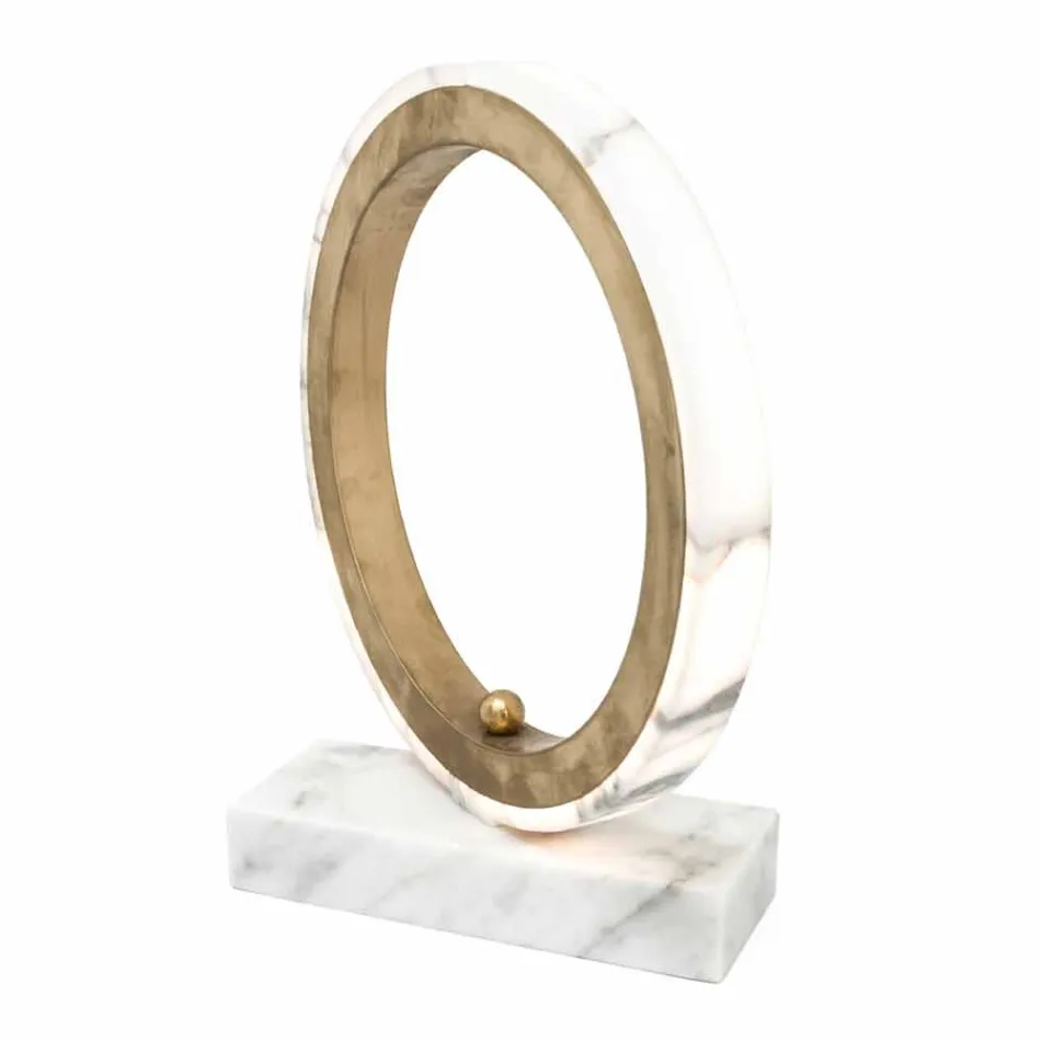 Lampa i vit Carrara marmor och mässing Made in Italy 2 Dimensioner - Nazife Viadurini