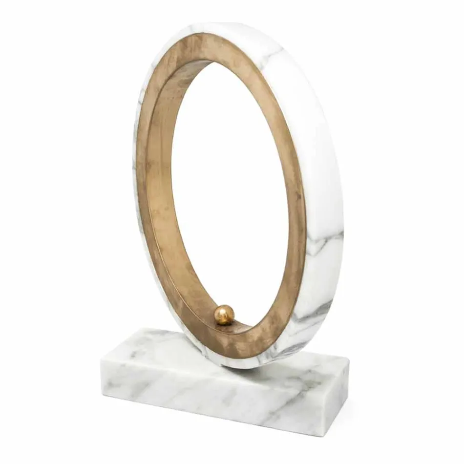 Lampa i vit Carrara marmor och mässing Made in Italy 2 Dimensioner - Nazife Viadurini